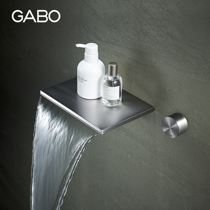 观博GABO 不锈钢入墙式瀑布龙头卫生间暗装浴缸龙头冷热水 18M022