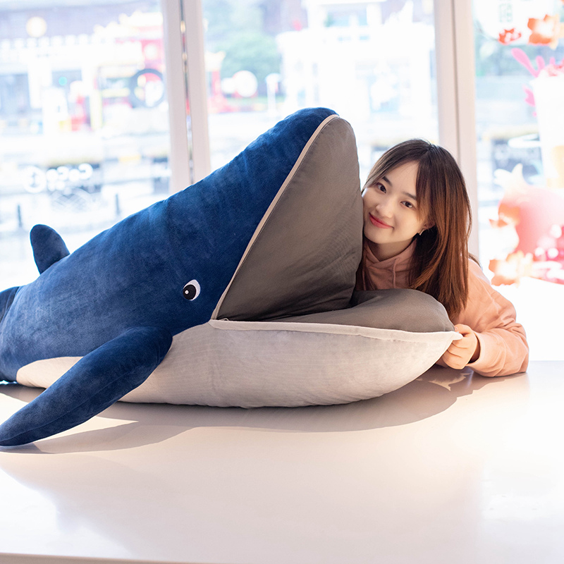 新款蓝鲸鱼公仔抱枕外贸大号女生娃娃可爱小鲸鱼毛绒玩具睡觉陪伴