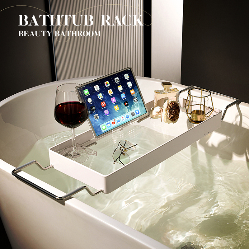 浴缸置物架可伸缩铝合金浴室轻奢防滑亚克力浴缸架网红泡澡手机架