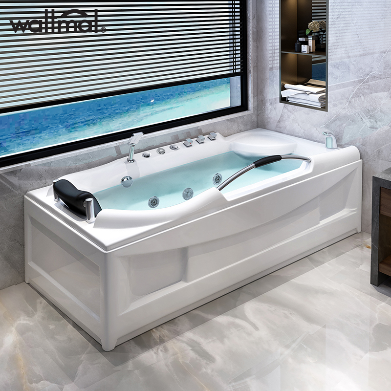 沃特玛独立式亚克力浴缸家用成人恒温单人浴盆带扶手1.4-1.7米