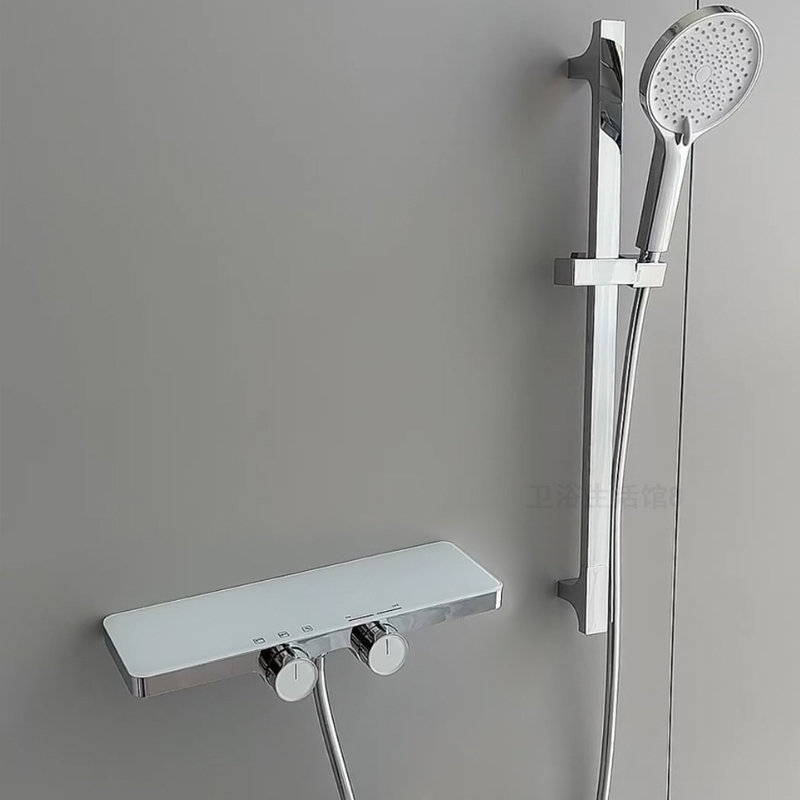 德国白色极简花洒淋浴套装家用无顶喷花洒卫生间手持淋雨简易喷头