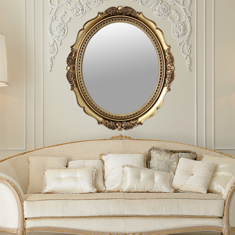 美式复古椭圆形浴室镜欧式卫浴镜网红壁挂轻奢卫生间镜子挂墙式