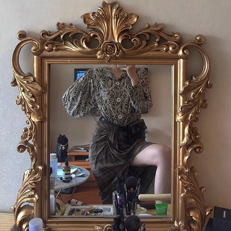欧式复古化妆镜浴室镜玄关壁挂镜卫浴镜公主风摄影拍摄装饰自拍镜