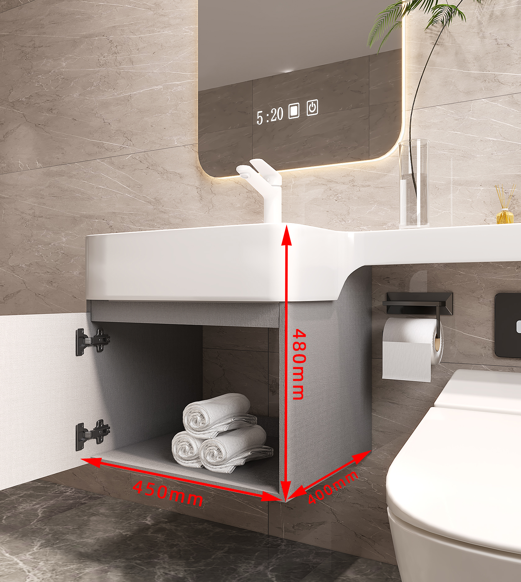 日式一体式小尺寸洗漱洗手面盆带壁柜小户型挂墙式p型方盆浴室柜