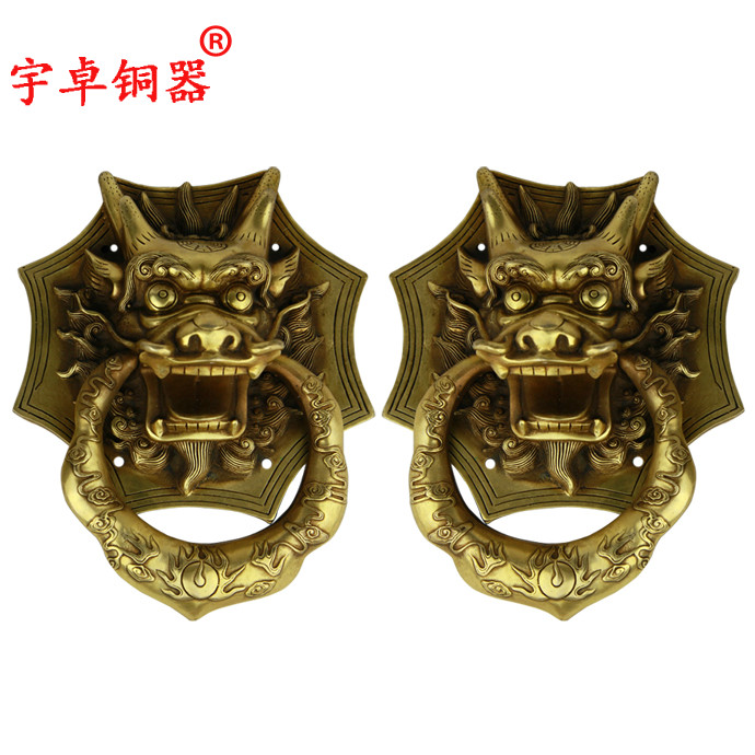 宇卓铜器 纯铜门环黄铜门环仿古门环中式龙头拉手工艺品挂件