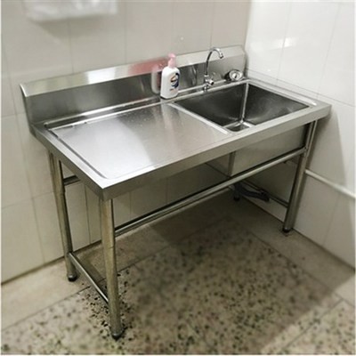 推荐厨房不锈钢水槽一体集成台面盆加长洗手单池一体托架工作台带