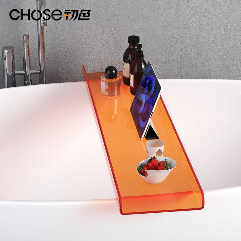 浴缸置物架网红卫生间浴盆托盘亚克力手机收纳架子透明支架可定制