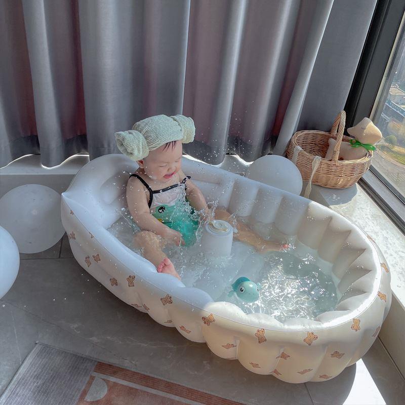网红页婴儿游泳池家用宝宝可折叠充气加厚儿童洗澡婴幼儿室内浴缸