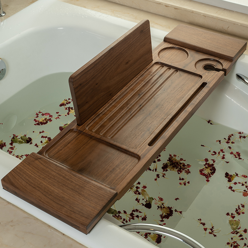 新品实木浴缸架 浴缸配件泡澡支架圆形浴缸置物板双人欧式浴缸置