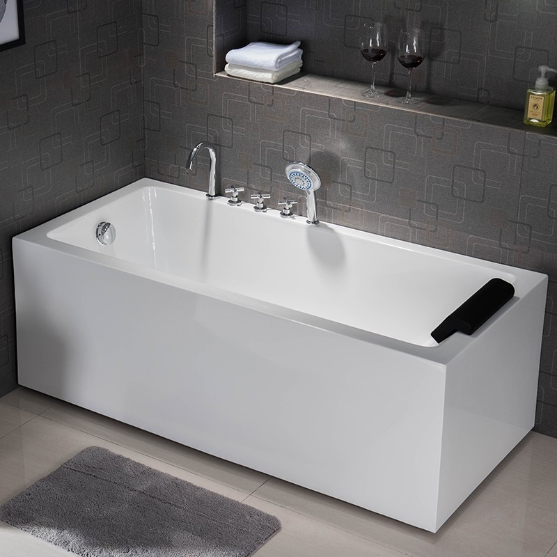 方形成人亚d克力浴缸普通家用1.2-1.7米小户型浴盆独立式按摩浴缸