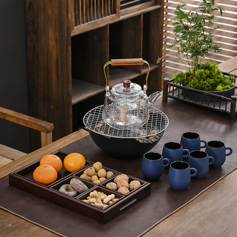围炉煮茶整套烤茶工具中式u电炉室内家用玻璃茶壶煮茶器煮茶炉茶