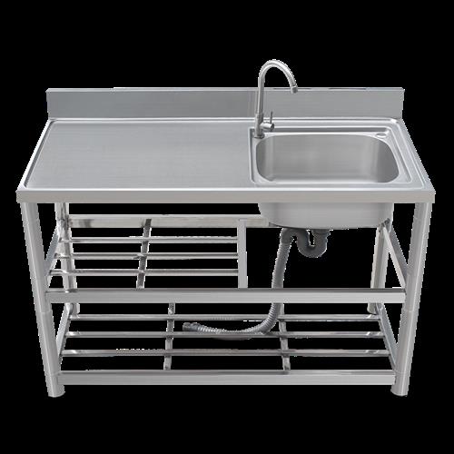 简易不锈钢水槽洗双槽带支架台面一体洗手单O菜水槽洗脸盆厨房洗