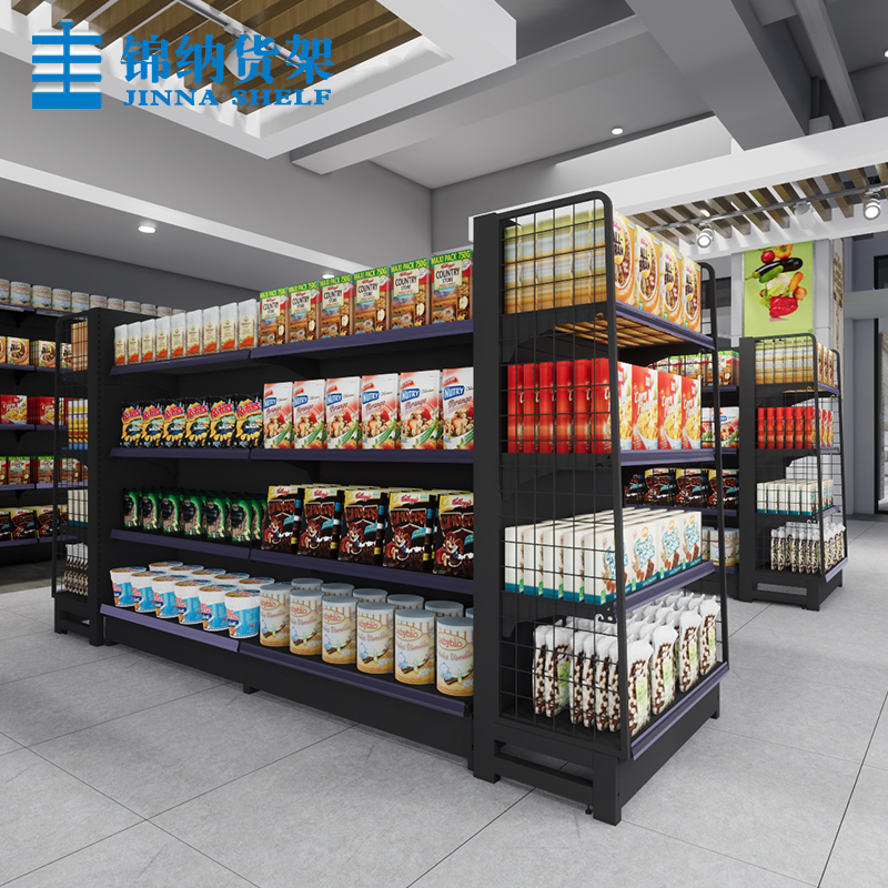 超市货架黑磨f砂加高多层置物架拆装方便组合自由展示小卖部便利