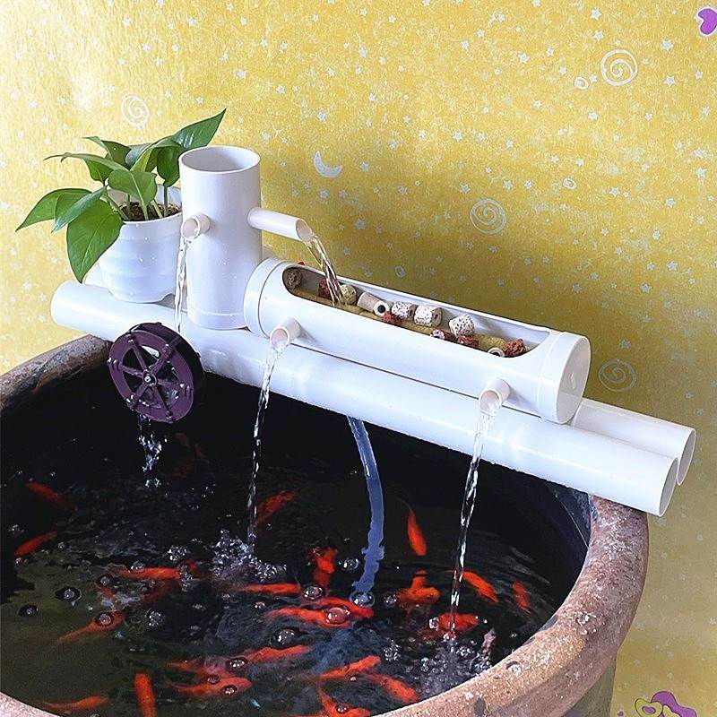 急速发货过滤器小型三合一净水循环系统瀑布家用浴缸圆形瓷缸养鱼