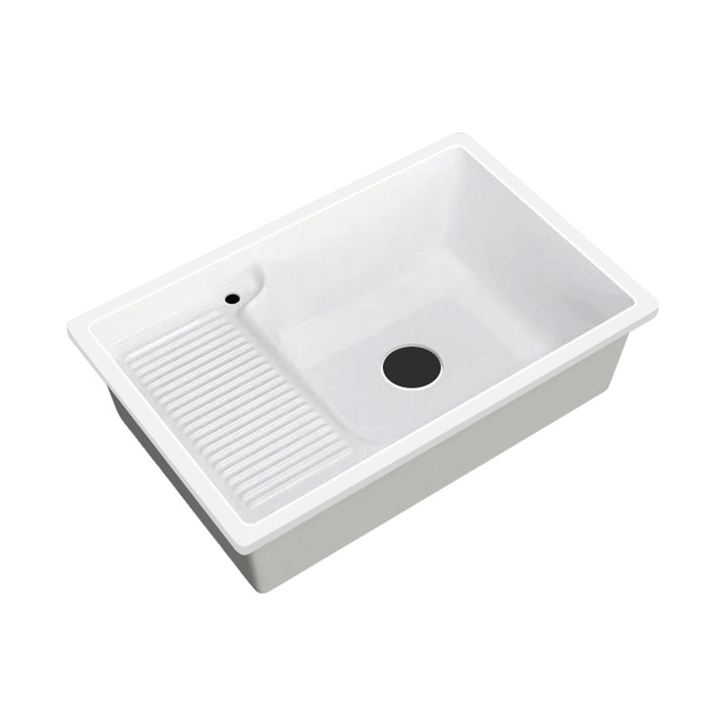 陶瓷洗衣池带搓板台上盆半嵌入式阳台水池一体洗T衣机台面洗衣水