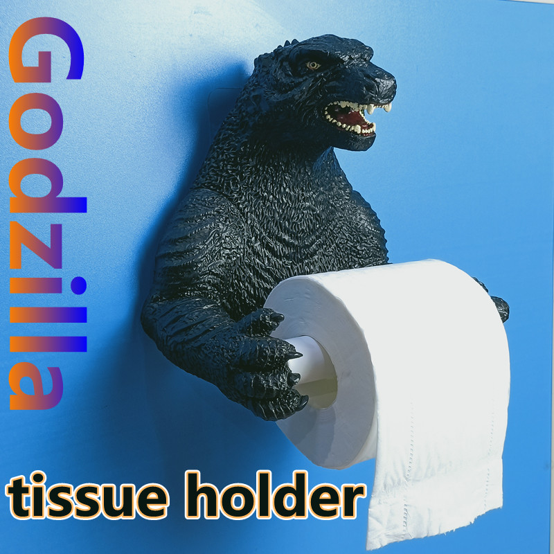 哥斯拉纸巾架创意立体恐龙免打孔抽取式B卫生纸卷筒卫生纸架家用