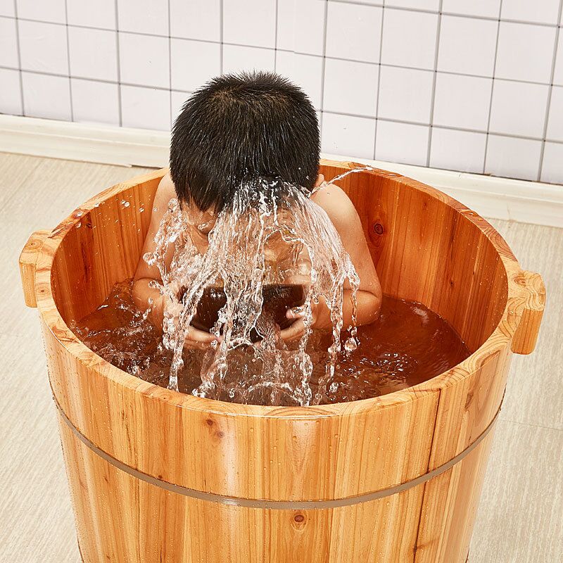 速发圆形实木泡澡浴缸家用木桶沐浴桶成人大人儿童小浴室洗澡盆水