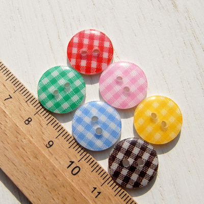 糖果色直径1.5cm朝阳格子树脂塑料扣子-DIY手工辅料/服装配件配饰