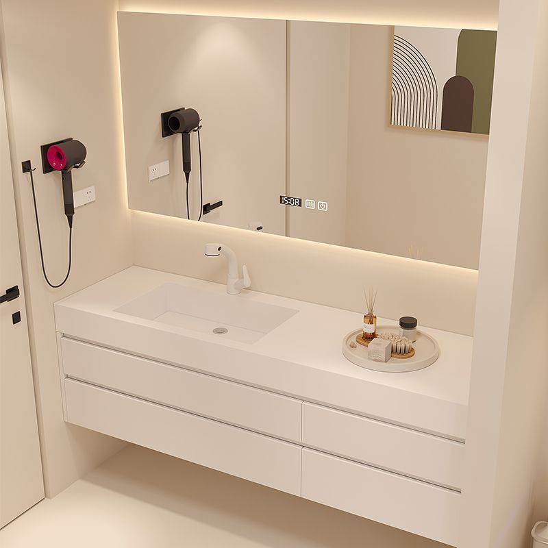 法式奶油风岩板一体盆浴室柜组合现代简约轻奢洗手洗脸台盆柜