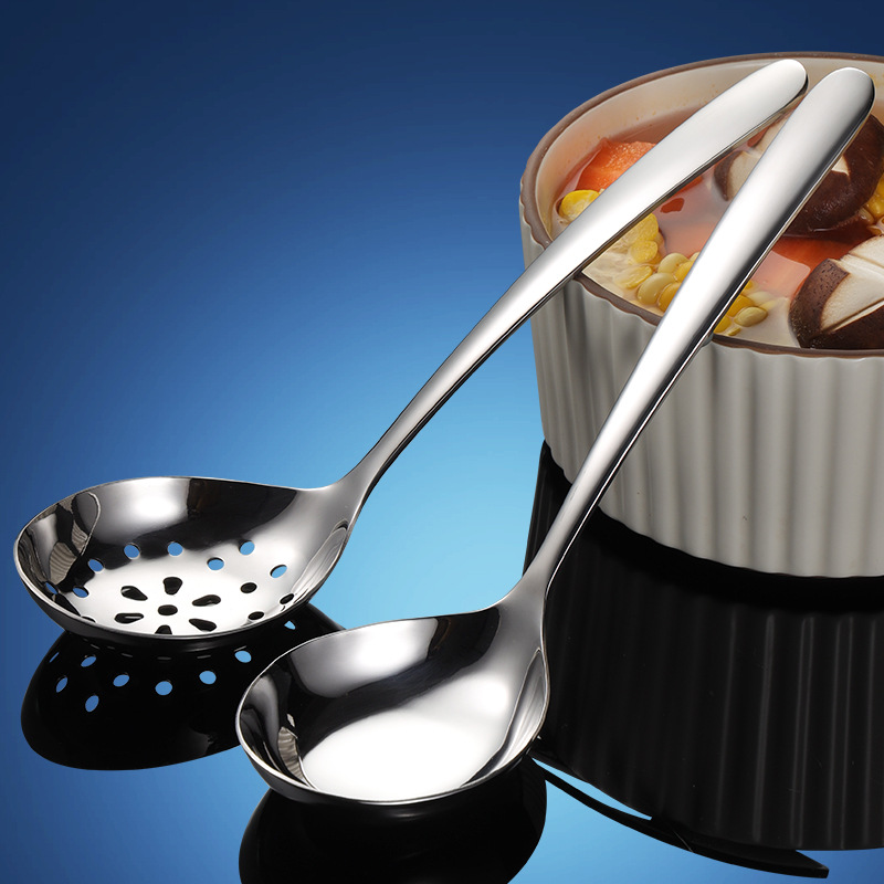 汤勺漏勺304不锈钢火锅勺 弯柄加厚汤匙家用厨具套装汤壳盛汤勺子