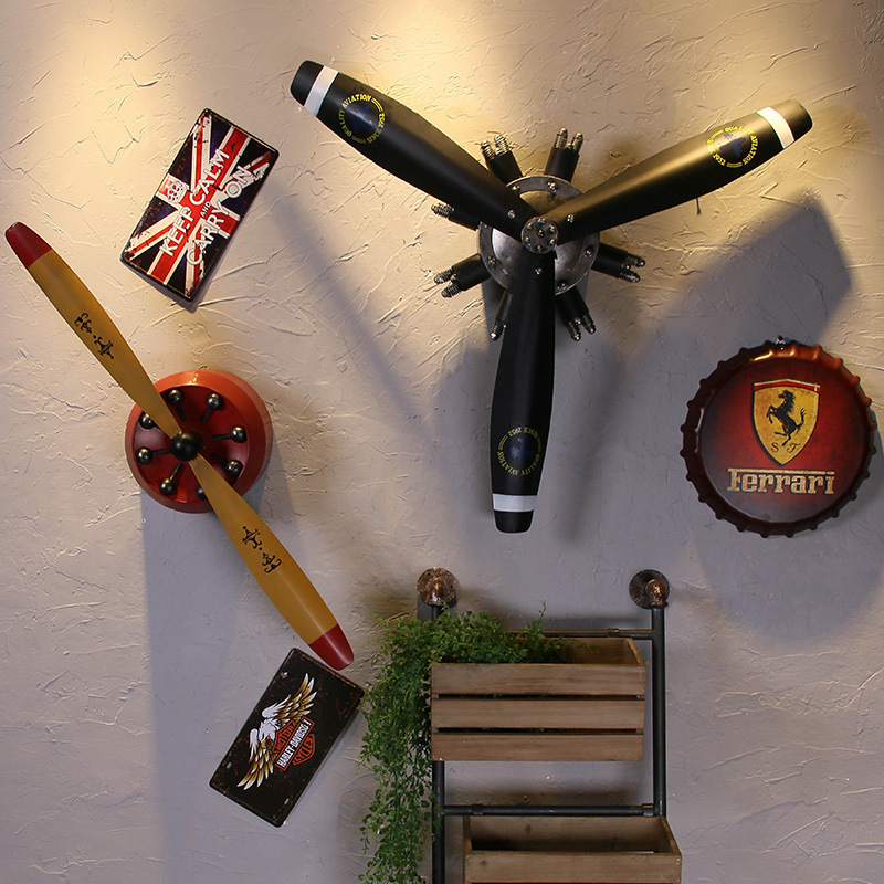 铁艺厅面壁饰 创意墙居酒吧餐家I复古飞机螺旋桨壁挂个性