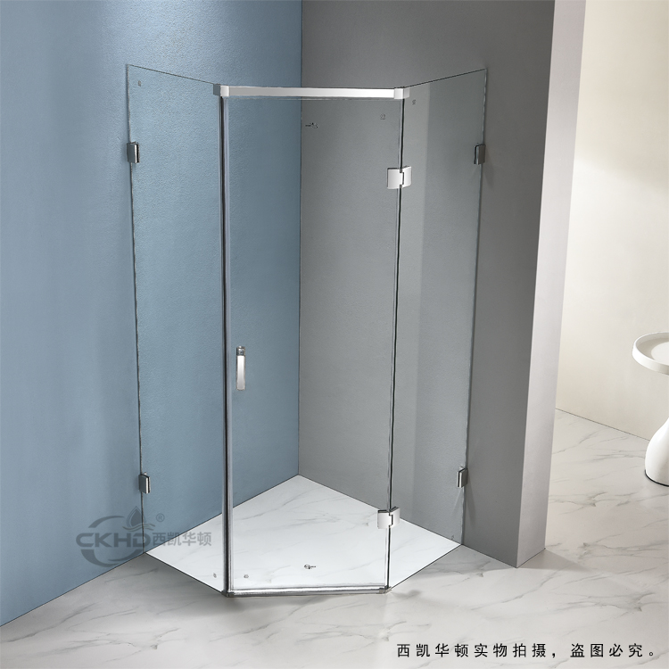 不锈钢淋浴房整体浴室隔断冲淋房极简推拉无框玻璃门钻石形平开门