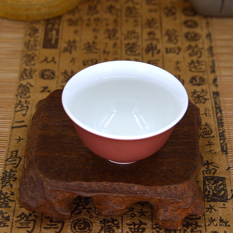 如依紫砂茶杯小杯品茗功夫小茶杯潮汕陶瓷朱泥杯子茶具反口小茶碗