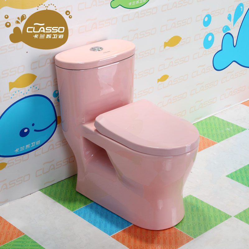 卡兰苏幼儿园坐式小孩马桶坐便器儿童卫生间连体式彩色陶瓷座便器