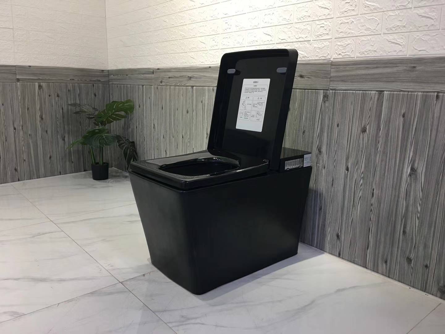 一体智能黑釉马桶座便器金盖坐便全方型知能厕具遥控除臭加热2062