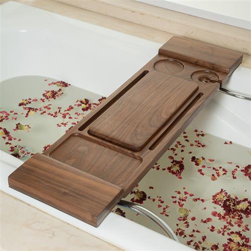 浴缸置物架实木浴缸架浴缸配件泡澡支架圆形浴缸置物板双人欧式浴