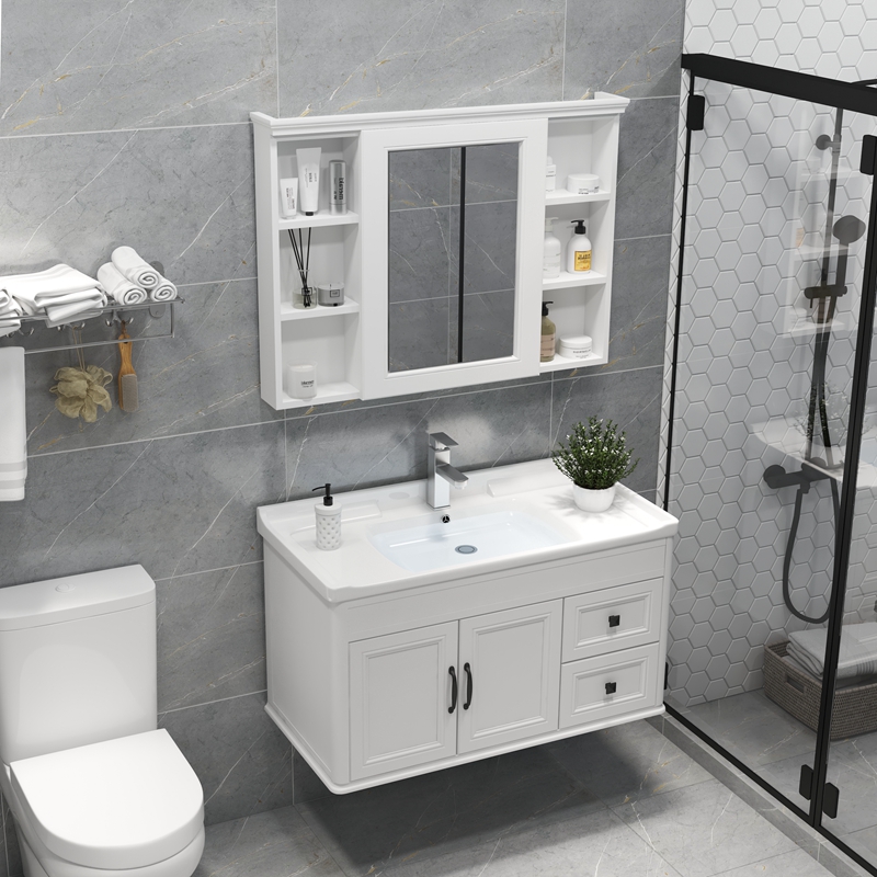 简约卫生间浴室柜组合现代洗漱台洗脸台洗手盆柜组合碳纤维卫浴柜