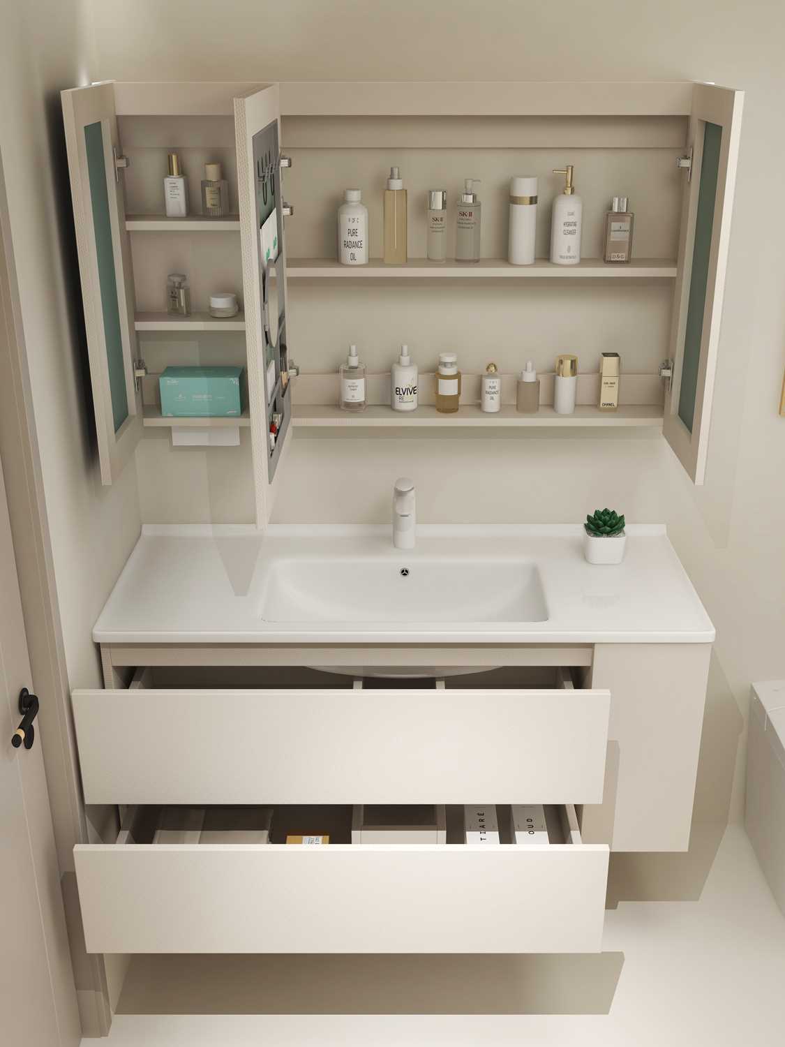 新款一体盆陶瓷浴室柜组合洗脸盆现代简约卫生间洗漱台洗手台盆柜