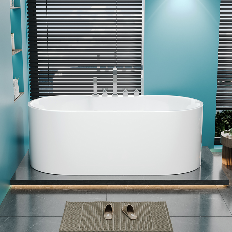 家用成人浴缸小户型免安装无缝一体圆形亚克力独立式浴盆厂家直销
