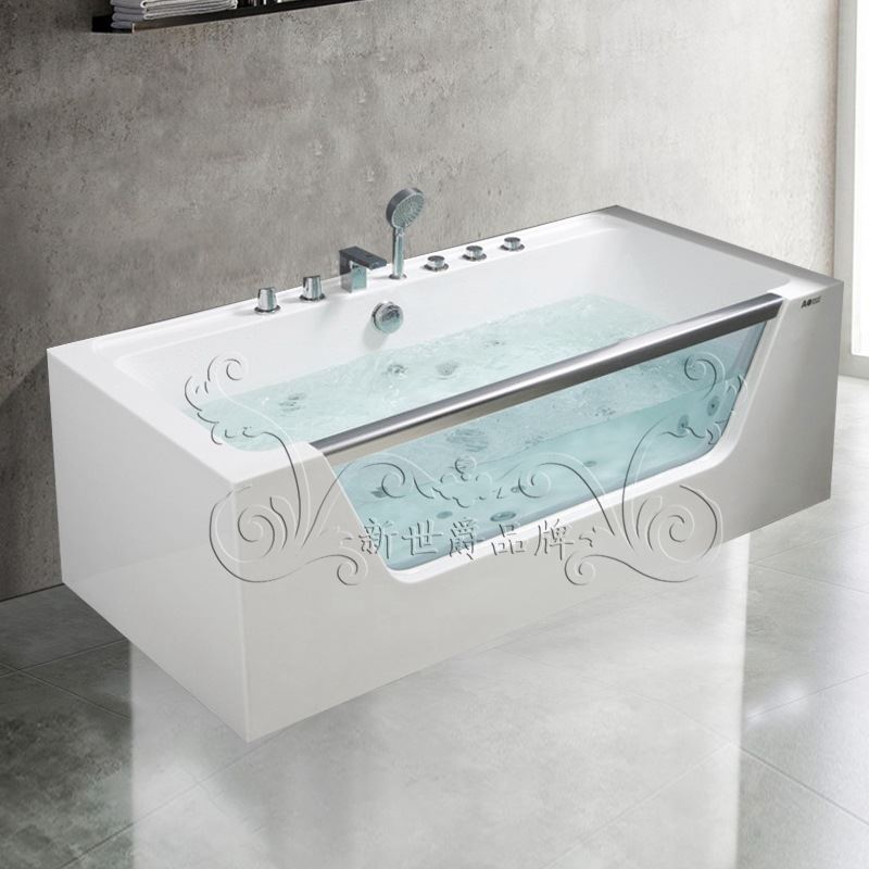 新世爵按摩冲浪独立缸家用长方形亚克力浴缸洗澡沐浴盆泡澡卫生间