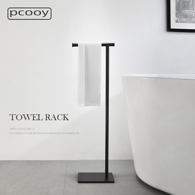 pcooy简约浴室落地毛巾架浴缸边立柱浴巾架不锈钢可移动置物挂架