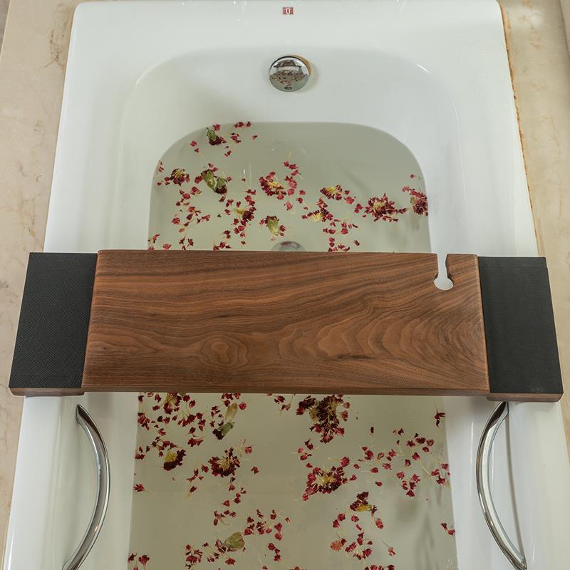 实木浴缸架 浴缸配件泡澡支架圆形浴缸置物板双人欧式浴缸置物架