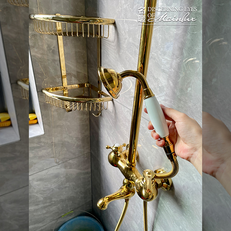 名暖欧式复古全铜冷热法式仿古浴室淋浴花洒喷头套装
