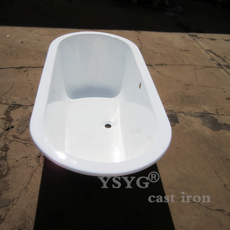 简派卫浴铸铁嵌入式椭圆白色1.5米/1.7米工程搪瓷浴缸家用洗澡缸