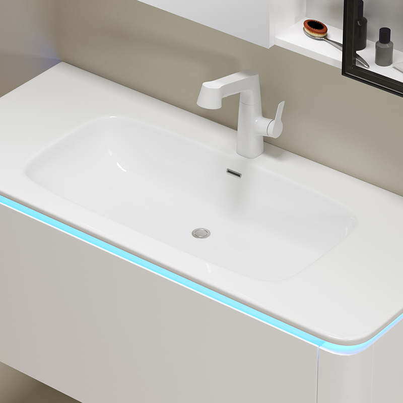 欧罗芬智能浴室柜组合陶瓷一体盆卫生间实木洗手洗脸盆柜洗漱台
