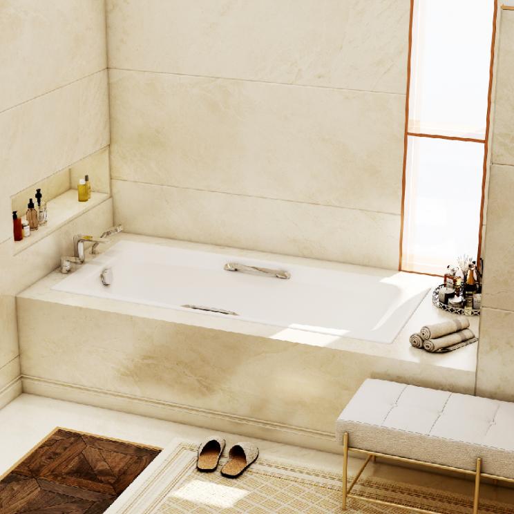 科勒铸铁浴缸搪瓷小户型浴池嵌入式浴盆家用成人泡澡18208/18204T