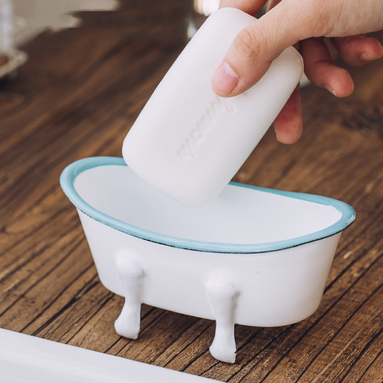珐琅搪瓷小浴缸创意肥皂盒浴室沥水香皂架钥匙盒摆件火锅酥肉餐具