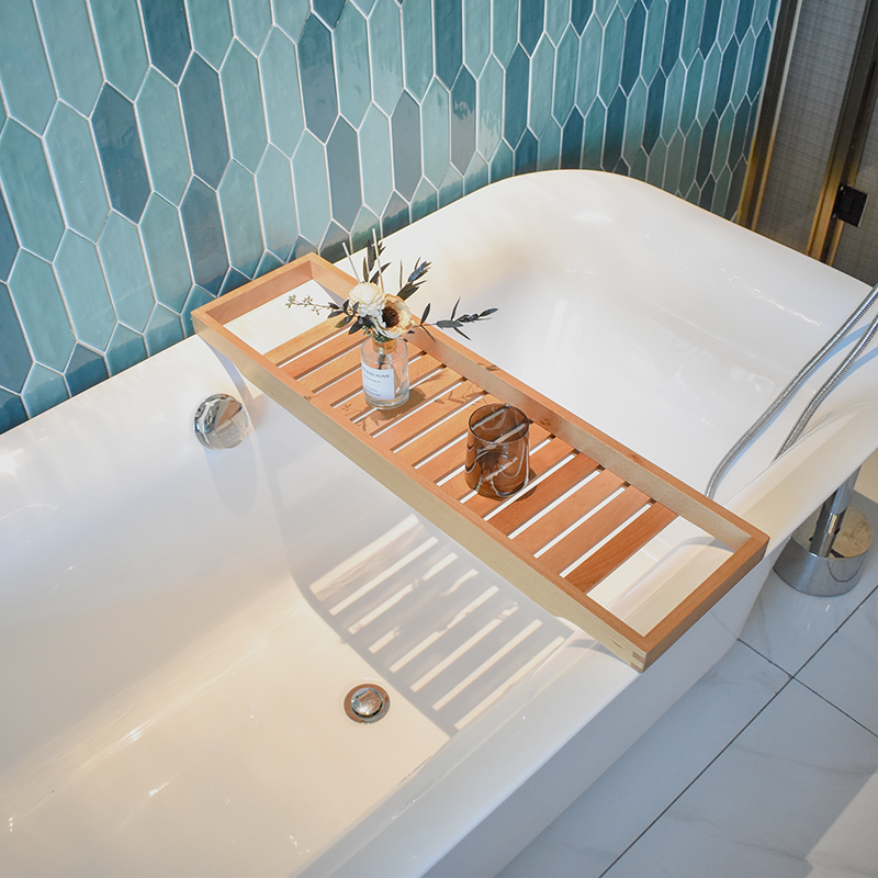 实木浴缸置物架酒店泡澡架卫生间收纳置物板民宿日式简易浴室架子
