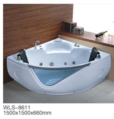 佛山实力卫浴厂家招代理浴缸三角形玻璃镜浴缸冲浪按摩泡澡浴缸