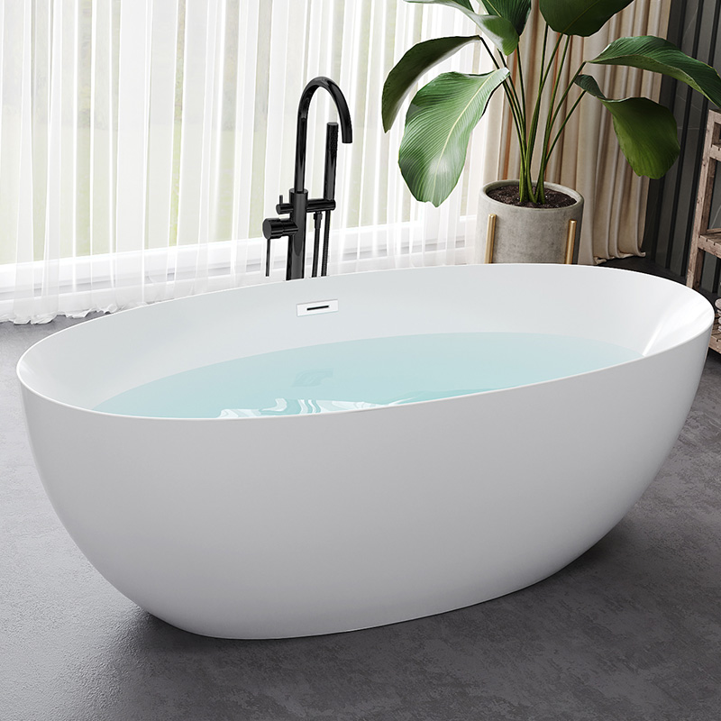 安华亚克力家用小户型浴缸恒温浴缸独立式椭圆无缝一体贵妃浴缸