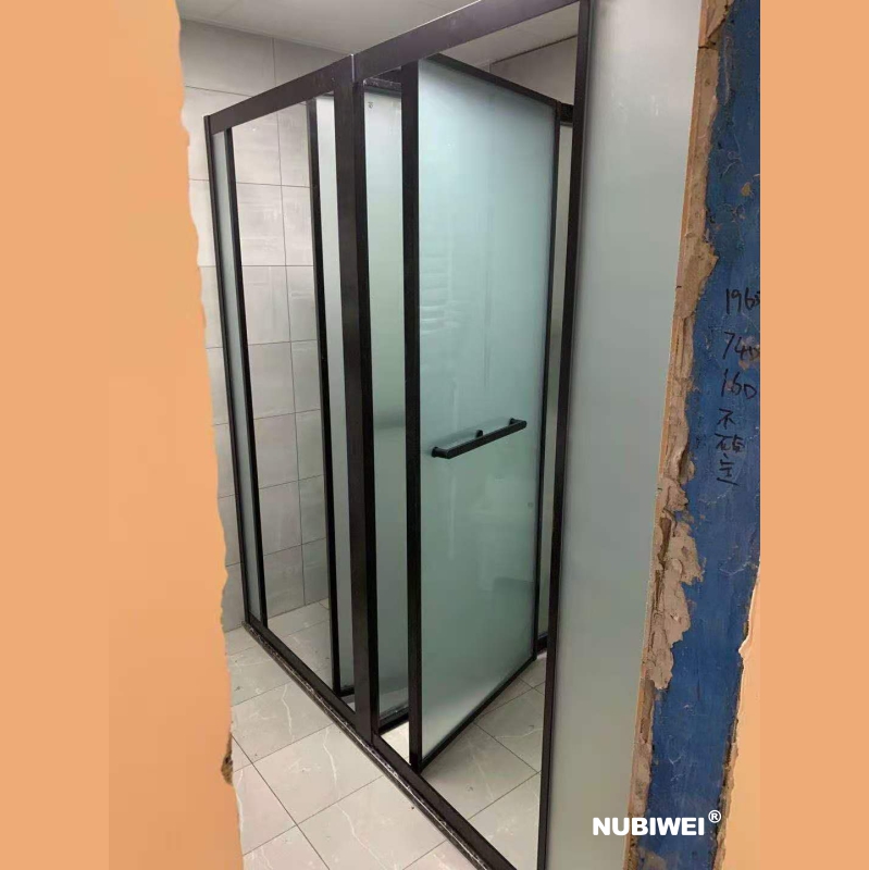 全包框不锈钢折叠门T型分间格淋浴房浴屏浴室玻璃门开门小空间