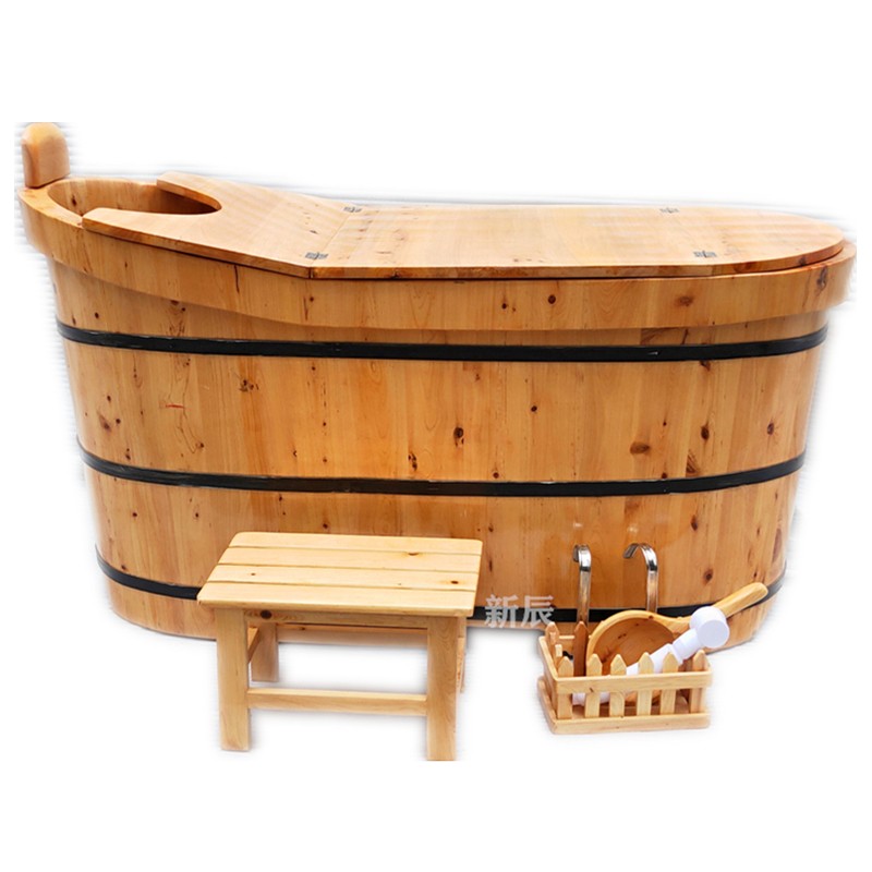 速发包邮沐浴盆实木可坐躺式洗澡浴缸木桶成人泡澡神器家用折叠浴