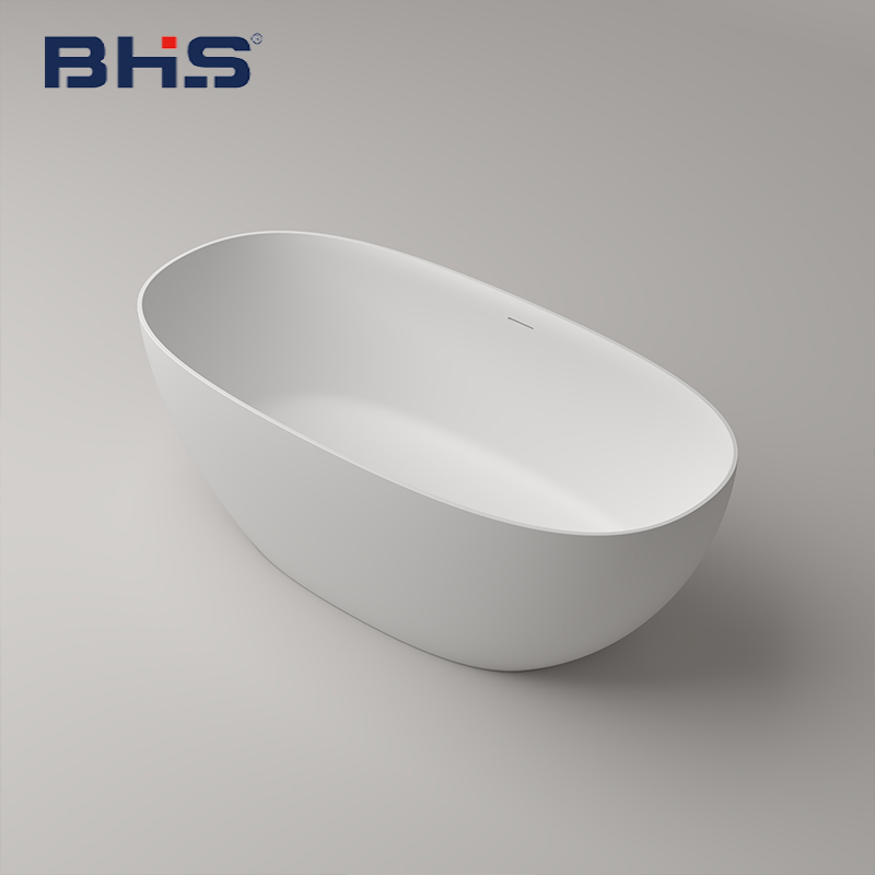 新品人造石浴缸椭圆型家用独立式浴缸一体成型S成人浴缸薄边浴