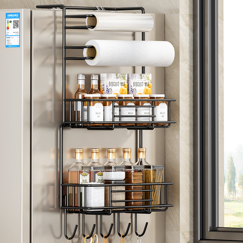 冰箱置物架侧面挂架多层厨房用品家用大全侧壁保鲜膜多功能收纳架