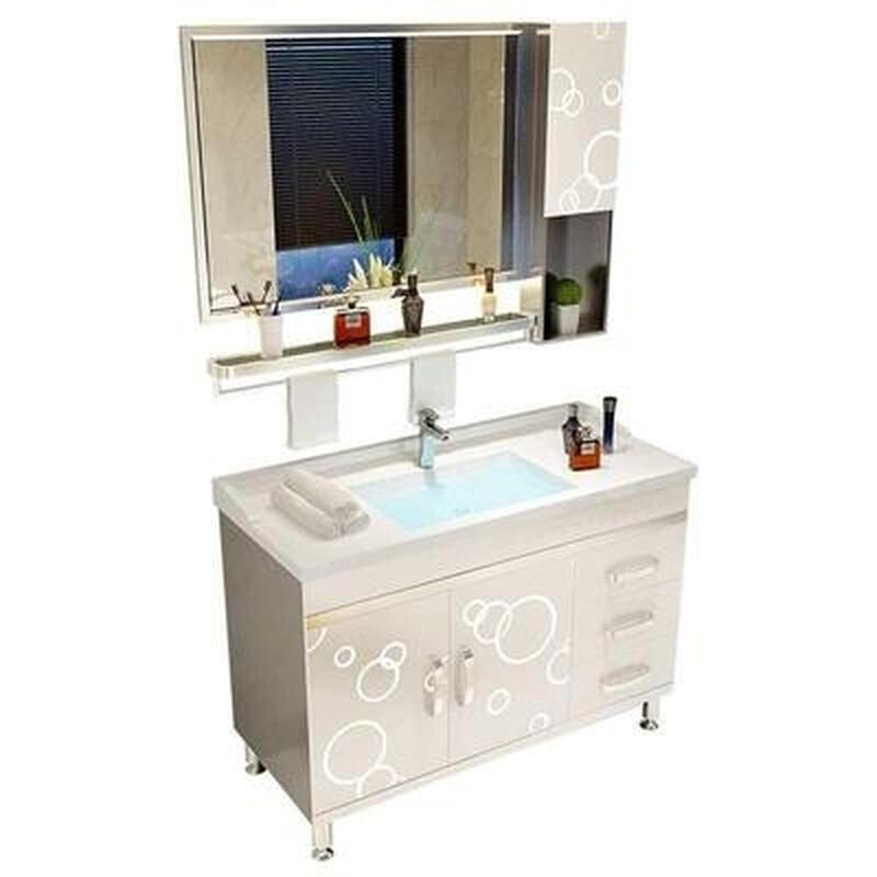 简约现代不锈钢卫浴洗漱台卫生间洗脸盆洗手盆柜落地式浴室柜组。