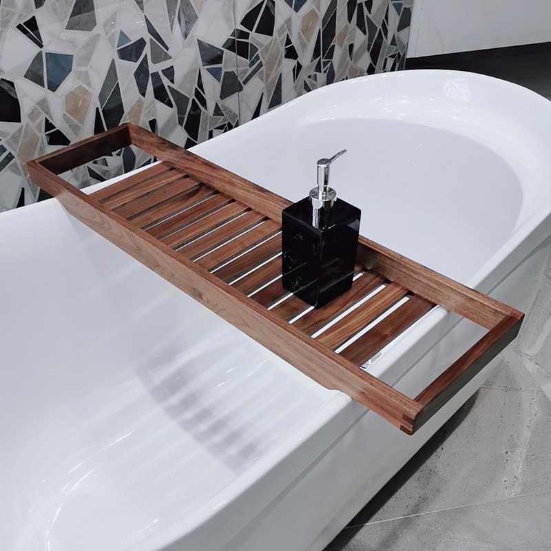 搁板、壁架实木浴缸置物架日式简易浴缸架宿架泡澡架置物板7080cm